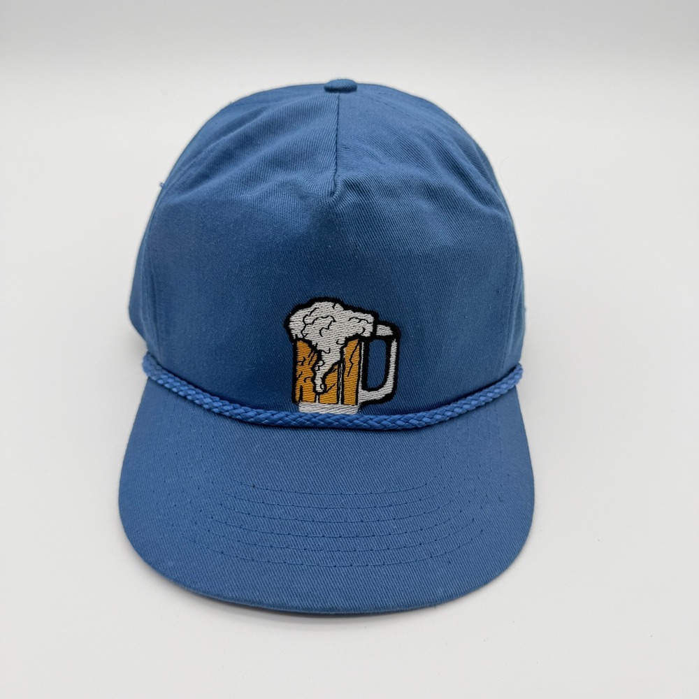 Beer Mug Rope Trucker Hat OS Blue Snapback Skater Streetwear Vintage Style